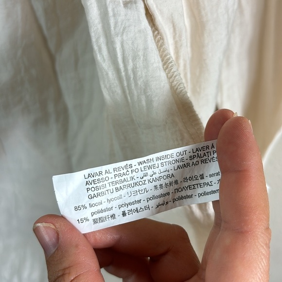 Zara western cowgirl style fringe button down shirt off white / beige size M - Picture 6 of 9